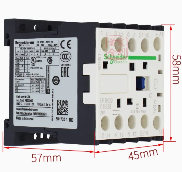 SCHNEIDER DC contactor LP1K0901FD current 9A normally closed contact LP1K0901BD3