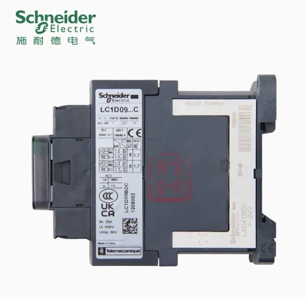 SCHNEIDER DC contactor coil voltage 24V current 9A LC1D09BDC