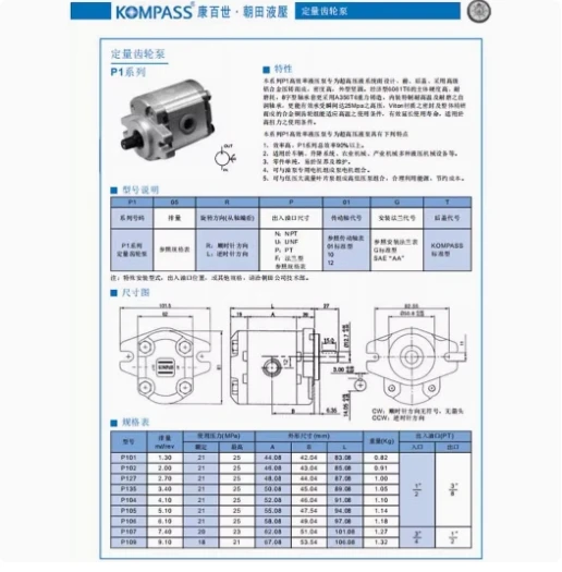 KOMPASS Gear pump P101RP01GT P102RP01GT P103RP01GT P104/5/6/7/8RP01GT P109RP01GT P127RP01GT P135RP01GT P211RP01DT - Image 5